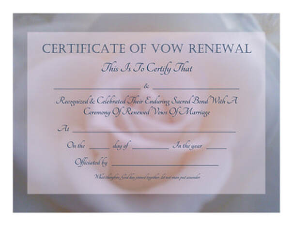 Free vow renewal certificates